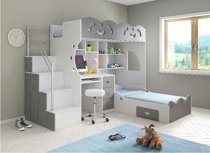 Stapelbedden | Hoekstapelbed | Stapelbed met Bureau en Kast, Huis en Inrichting, Slaapkamer | Stapelbedden en Hoogslapers, 90 cm