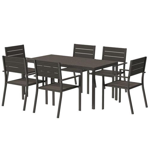 TRUUSK Zitgroep 7-delig Eetgroep Voor 6 Personen Eettafel Me, Tuin en Terras, Overige Tuin en Terras, Nieuw, Verzenden