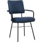 Leren eetkamerstoel Solid met armleuning - Toledo Kobalt, Huis en Inrichting, Stoelen, Blauw, Nieuw, Leer, Ophalen of Verzenden