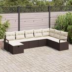 vidaXL Tuin Sofa Set 8 pcs Bruin Poly riet, Tuin en Terras, Verzenden, Nieuw, Rotan