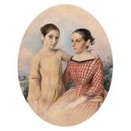 Deutsche Schule (XIX) - Zwei Mädchen, Antiek en Kunst, Kunst | Schilderijen | Klassiek