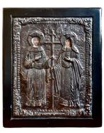 Icoon - Sint Constantijn en Helena - Zilver, Hout