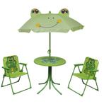 vidaXL 3-delige Bistroset voor kinderen met parasol groen, Tuin en Terras, Verzenden, Nieuw, Textileen