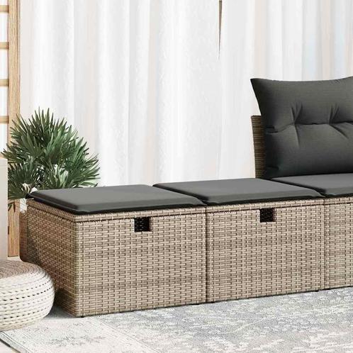 vidaXL 2-delige Loungeset met kussens poly rattan acacia, Tuin en Terras, Tuinsets en Loungesets, Loungeset, Nieuw, Rotan, Verzenden