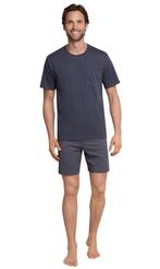 Schiesser Heren Shortama - Maat L- Antraciet - R Hals, Verzenden