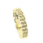 Gouden tankschakel armband, Sieraden, Tassen en Uiterlijk, Armbanden, Ophalen of Verzenden, Gebruikt, Overige kleuren, Goud