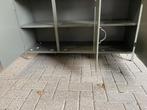 Buffetkast OLIJFGROEN vitrine metaal:glas 142 cm breed actie, 100 tot 150 cm, Nieuw, Buffetkast OLIJFGROEN vitrine metaal:glas 142 cm breed actie