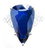 Ring - 18 karaat Witgoud, Safier GEEN HIT 5,24ct LOTUS, Sieraden, Tassen en Uiterlijk, Ringen, Nieuw