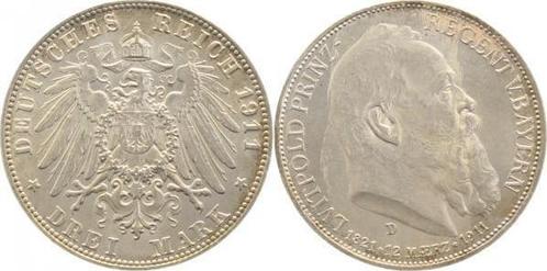 Duitsland 3 Mark Bayern 1911 Geburtstag vorzueglich/stemp..., Postzegels en Munten, Munten | Europa | Niet-Euromunten, Verzenden