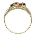 Ring - 18 karaat Geel goud, Robijnen - Saffieren - Diamanten, Nieuw