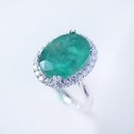 Ring Platina - 8.29ct. tw. Smaragd - Diamant, Nieuw
