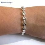 Zilveren puffed marina schakelarmband, Sieraden, Tassen en Uiterlijk, Verzenden, Nieuw, Zilver