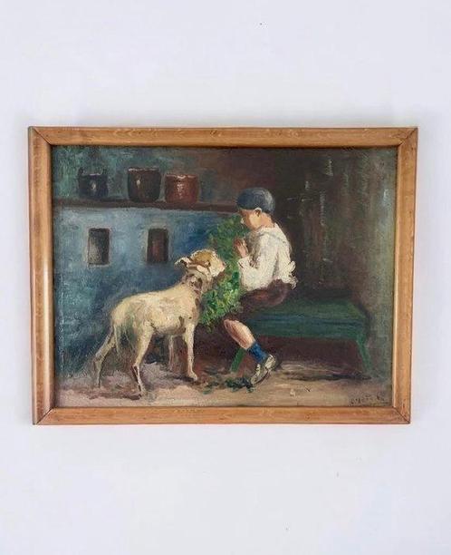 Scuola napoletana (XIX) - Fanciullo con capretta, Da Irolli, Antiek en Kunst, Kunst | Schilderijen | Klassiek