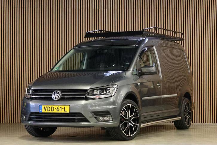 Volkswagen Caddy 2.0 TDI L2H1 185 PK Maxi Exclusive | Bi-Xen, Auto's, Bestelauto's, Dealer onderhouden, Lease, Zwart, Handgeschakeld