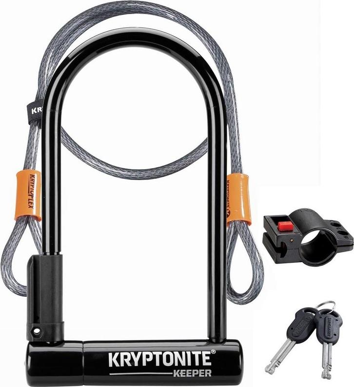 Kryptonite Keeper Standard Beugelslot met Kabel – Fiets –, Fietsen en Brommers, Fietsaccessoires | Overige Fietsaccessoires, Zo goed als nieuw