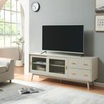Tv-meubel Susa met lades en schuifdeuren met glas 160x40x65, Verzenden, Nieuw