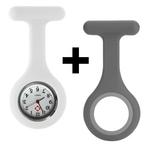 Fako® - Verpleegstershorloge - Siliconen Duo - Wit Grijs, Verzenden, Nieuw