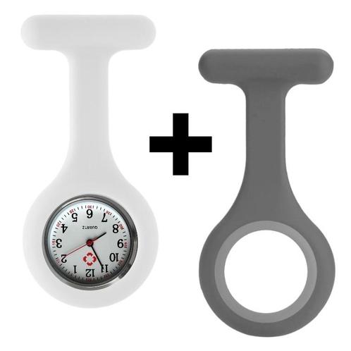 Fako® - Verpleegstershorloge - Siliconen Duo - Wit Grijs, Sieraden, Tassen en Uiterlijk, Horloges | Dames, Verzenden