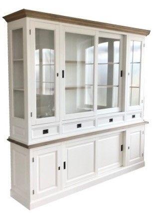Buffetkast wit met eiken lijsten Spijk 225cm, Huis en Inrichting, Kasten | Buffetkasten, Ophalen of Verzenden