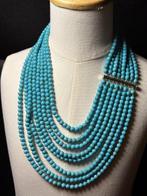 Verzilveren sluiting, blauwe turkoois ketting - Halsketting