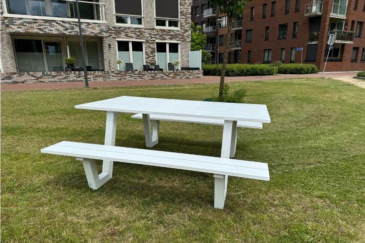 Rockwood® Picknicktafel Aluminium Londen Wit 1.80m, Tuin en Terras, Picknicktafels, Nieuw, Hout, Rechthoekig, Ophalen of Verzenden