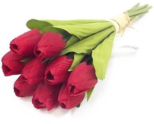 Tulpen Rood Zijden Bundel 7 stuks, Huis en Inrichting, Woonaccessoires | Kunstplanten en Kunstbloemen, Nieuw, Ophalen of Verzenden