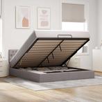 vidaXL Bed poef met matras en LEDs 180x200 cm stof taupe, Eenpersoons, Verzenden, Nieuw, 80 cm