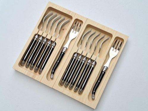 Laguiole 12x Pastry Forks / Cake Forks - Black - style de -, Antiek en Kunst, Antiek | Keukenbenodigdheden