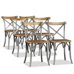 vidaXL Eetkamerstoelen massief mangohout en stalen, Huis en Inrichting, Stoelen, Verzenden, Nieuw