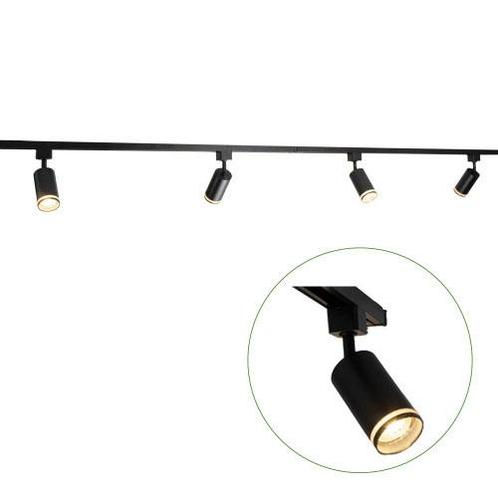 LED 1-fase Rails Zwart met witte ring 2 meter Inclusief 4, Huis en Inrichting, Lampen | Plafondlampen, Ophalen of Verzenden