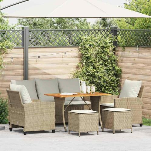 vidaXL 6-delige Loungeset met kussens poly rattan beige, Tuin en Terras, Tuinsets en Loungesets, Loungeset, Nieuw, Rotan, Verzenden