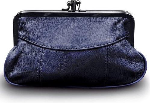 Dames Knip Beurs Leer Donkerblauw, Sieraden, Tassen en Uiterlijk, Portemonnees, Blauw, Nieuw, Overige merken, Leer, Met knipsluiting