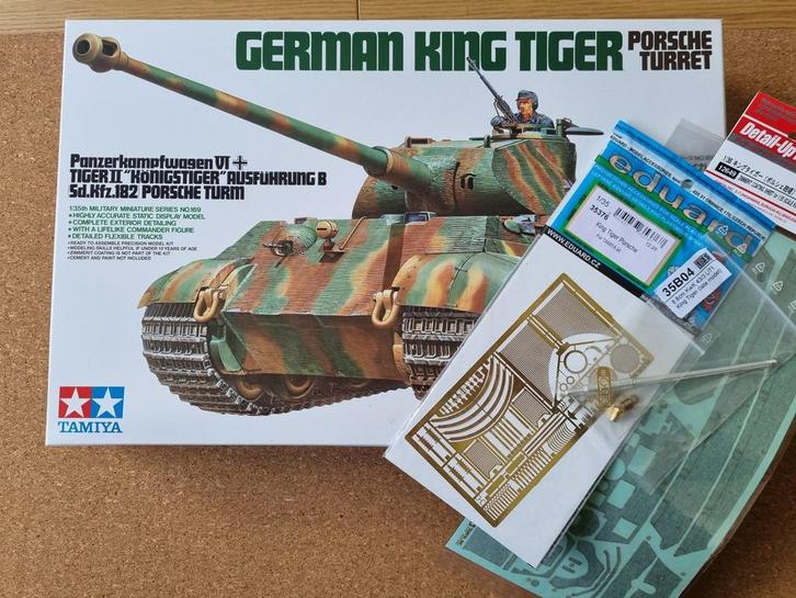 Tamiya 35169 King Tiger Porsche turret 1:35 + PE, alu loop, Hobby en Vrije tijd, Modelbouw | Auto's en Voertuigen, Tamiya, Verzenden
