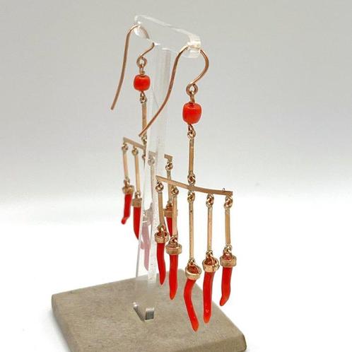 Oorbellen - 14 karaat Roségoud Koraal - Koraal, Sieraden, Tassen en Uiterlijk, Oorbellen