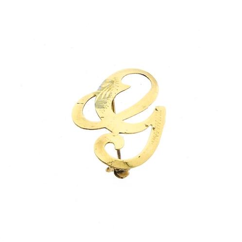 Gouden letter broche; letter G (vintage, gouden broche), Sieraden, Tassen en Uiterlijk, Broches, Overige kleuren, Gebruikt, Goud