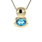 Gouden cliphanger met topaas 14 karaat, Verzenden, Zo goed als nieuw, Blauw, Goud