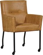 Cognac leren moderne eetkamerstoel - Kenia Leer Walnut (cogn, Overige kleuren, Nieuw, Leer, Ophalen of Verzenden