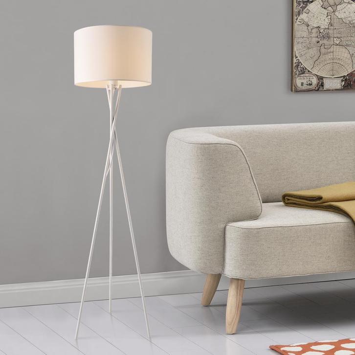Vloerlamp Grenoble staande lamp metaal stof 154 cm E27 wit, Huis en Inrichting, Lampen | Vloerlampen, Verzenden