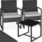 2dekans | tectake® - wicker zitgroep 2x fauteuils met tafel,, Tuin en Terras, Ophalen of Verzenden, Zo goed als nieuw