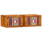 vidaXL Nachtkastje 2 pcs Bruin 35 x 30 x 22 cm Massief, Huis en Inrichting, Slaapkamer | Nachtkastjes, Minder dan 45 cm, Verzenden
