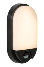 Lucide HUPS Ovale Wandlamp Binnen/Buiten 10W Sensor Zwart, Verzenden, Nieuw, Kunststof