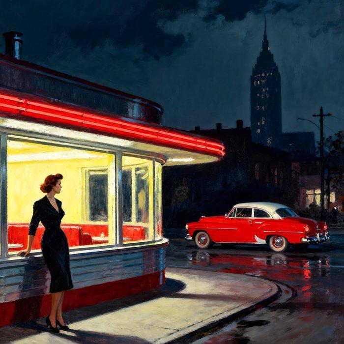 Le Yack - Scarlet on the Corner - Hand signed, Antiek en Kunst, Kunst | Designobjecten