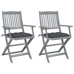 vidaXL Tuinstoelen 2 st inklapbaar met kussens massief, Verzenden, Nieuw, Hout