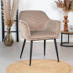 50% Korting: Velvet eetkamerstoel Fiona taupe, Huis en Inrichting, Stoelen, Ophalen, Velvet chique, Modern, Zo goed als nieuw