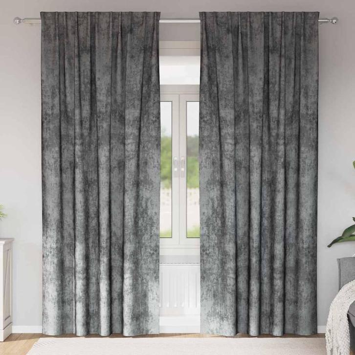 vidaXL Gordijn met gordijnen 2 pcs Grijs 260 x 140 cm, Huis en Inrichting, Stoffering | Gordijnen en Lamellen, Grijs, Nieuw, Verzenden