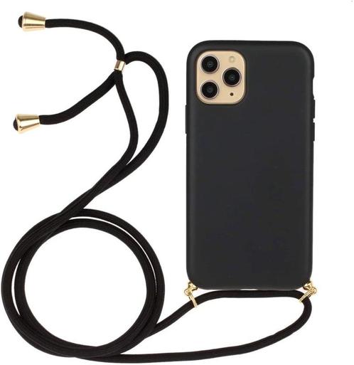 iPhone 12 / 12 Pro Crossbody TPU Hoesje met Koord Zwart, Telecommunicatie, Mobiele telefoons | Hoesjes en Frontjes | Apple iPhone