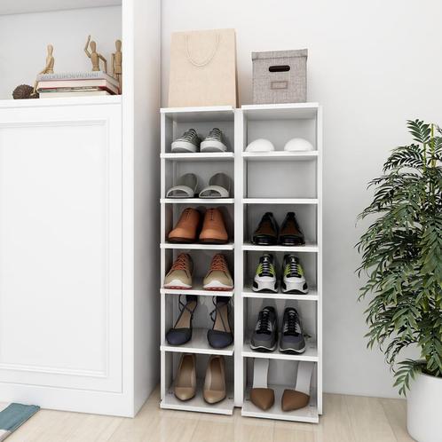 vidaXL Schoenenkasten 2 st 27,5x27x102 cm hoogglans wit, Huis en Inrichting, Kasten | Schoenenrekken, Nieuw, Verzenden