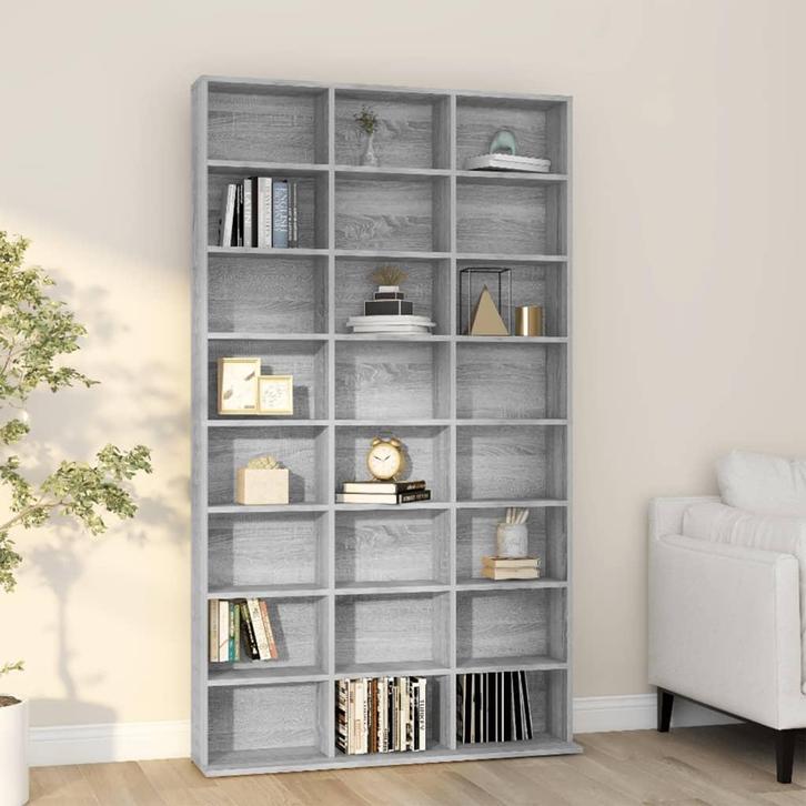 vidaXL Cd-kast 102x23x177,5 cm bewerkt hout grijs sonoma, Huis en Inrichting, Woonaccessoires | Cd- en Dvd-rekken, Nieuw, Verzenden
