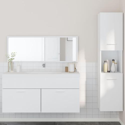 vidaXL 3-delige Badkamermeubelset bewerkt hout wit, Huis en Inrichting, Badkamer | Badkamermeubels, Nieuw, Verzenden