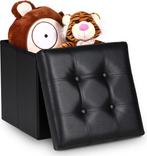 Opvouwbare poef met opslag zwart (Stoelen , Interieur), Verzenden, Nieuw